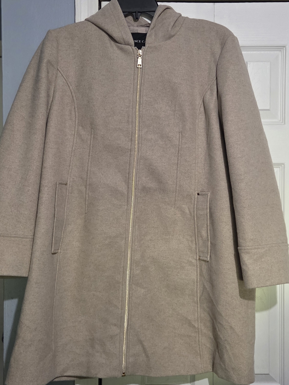 Vince Camuto Hooded Trench Coat in Taupe